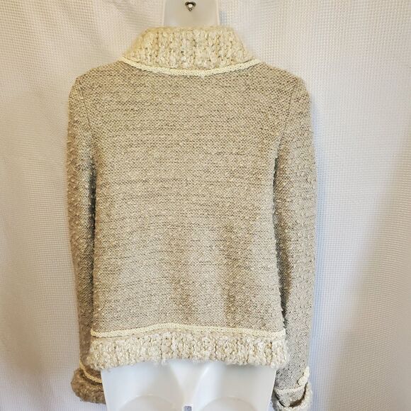 Sleeping On Snow Anthropologie Womens Cardigan Sweater Sz M Beige Button Front - Picture 6 of 12